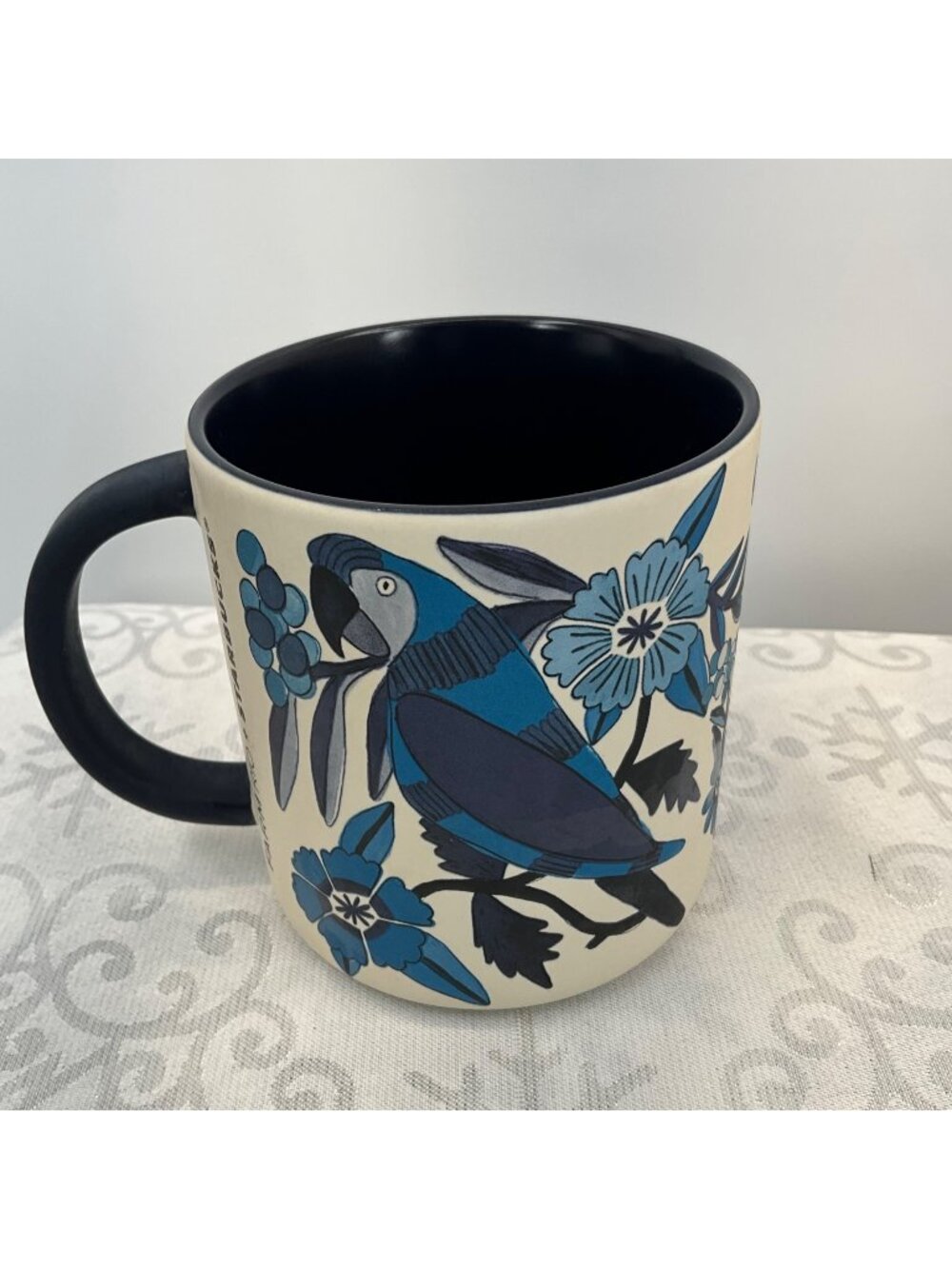 Farm Rio + Starbucks Ceramic Mug 14 Oz 2025 Blue Floral Toucan Design